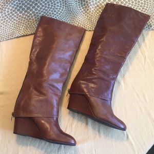 Steve Madden Maryn Leather Wedge Knee High Boot